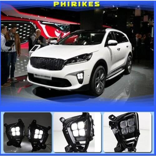 2Pcs DRL LED Daytime Running Light Front Bumper LED Fog Light Lamp For KIA Sorento 2018 2019 2020 Fog Light Assembly Day Light