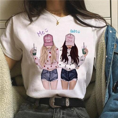 Women Best Friends Girl T-Shirt Summer Casual Tops Tee Female Hipster 90s T-shirts Harajuku Short Sleeve Tshirt,Drop Ship