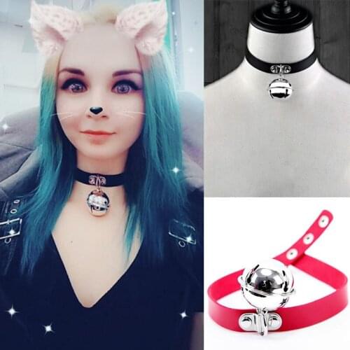 Gothic Harajuku Pink Leather Choker Necklaces for Women 2021 New Fashion Korean Chains on The Neck Egirls Goth Necklace Jewelry