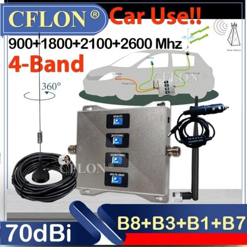 Car Use!! 900 1800 2100 2600 Four-Band 4G Cellular Amplifier GSM DCS LTE 2G3G4G Signal Repeater GSM Mobile Signal Booster In Car