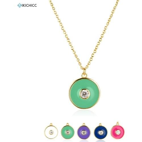 Kikichicc 100% 925 Sterling Silver Gold Green Turquoise Coins Pendant Necklace 2020 Rock Punk Devil Eye Jewelry For Women Fashio