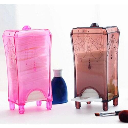 Makeup Storage Container Plastic Makeup Cotton Pads Box Case Holder Cosmetic Organizer Storage Container