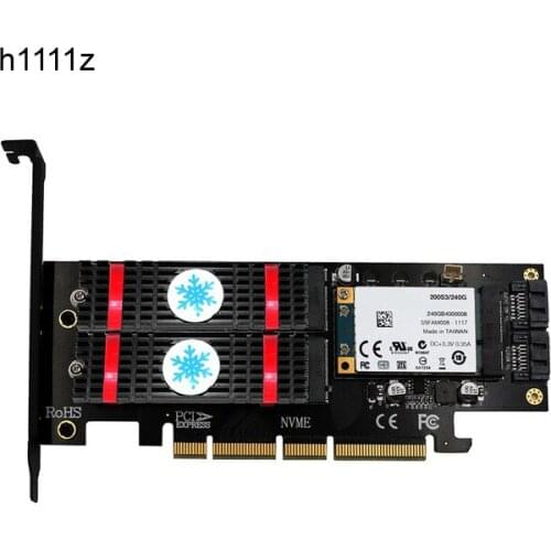 M.2 NVMe SSD NGFF mSATA to PCI-E X4/X8/X16 Raiser M Key B Key mSATA 3in1 PCI Express Riser Card mSATA SSD PCIE M.2 SATA Adapter