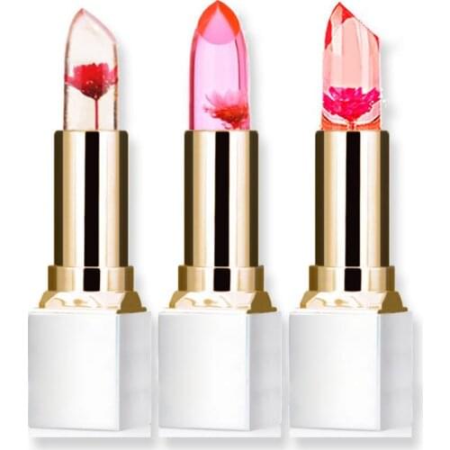 Makeup Color Changing Lipstick Ink Dried Flower Jelly Lipstick Lip Balm Moisturizing Long Lasting Moisturizer Lip Gloss Makeup