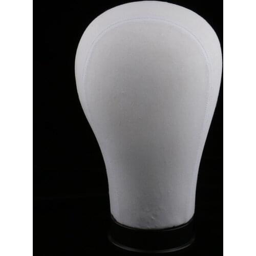 Mannequin Model Cork Head Canvas Block Head Wig Cap Making Display White 21