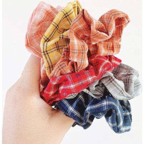 Fashion Simple Red Blue Pink Green Lattice Rubber Band Elasticity Does Not Hurt The Hair Hair Band Ladies Ponytail Scrunchies