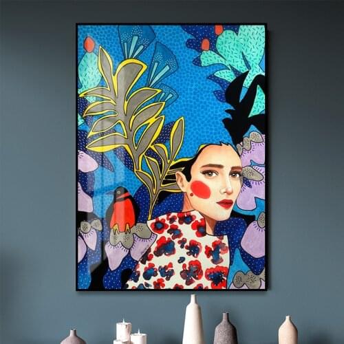 Fashion Abstract Floral Color Woman Canvas Painting Print Poster Picture Wall Living room Bedroom Porch Nordic Home Decoration