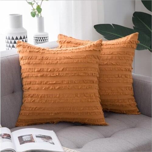 Orange Green Floral Tassels Pillow Cover Yellow Grey Beige Decorative Cushion Cover Home Decor Throw PillowCase 45x45/30x50cm