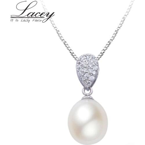 Classic Freshwater Pearl Pendant Jewelry Women,Genuine Natural Pearl Chain Pendant 925 Sterling Silver Mother Party Gifts