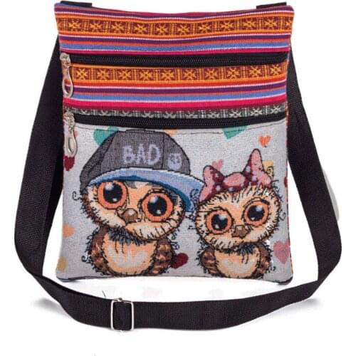 Casual Canvas Messenger Bag Cross Body Purse Women Travel Clutch Shoulder Bags Lightweight Satchel Animal Owl Pattern Sling Bag