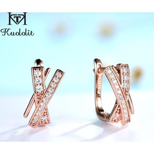 Kuololit Luxury Zircon Clip Earrings Gemstone for Women Genuine 925 Sterling Silver Earrings for Engagement Fine Jewelry Gift