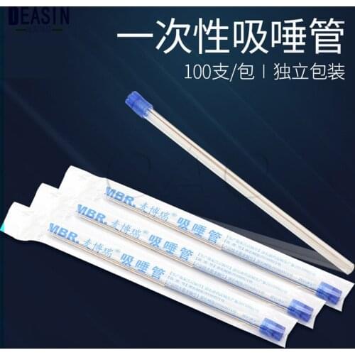 100 PCS Dental Disposable Saliva Ejector Low Volume Suction Aspirator Tube