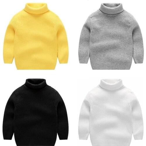 Boys & Girls Sweaters New 2020 Boys Tops Knitwear Warm Sweaters Turtleneck Kids Sweaters Baby Girls Winter Clothes Soft Cotton
