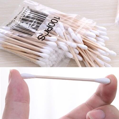 1 Pack Wooden Cotton Swabs Double-Tipped Multipurpose Safety Nose Ear Cleaning Buds Stick Dust-Free Sterile Makeup Cosmetic Tool
