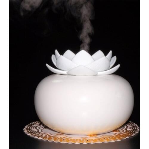 Vintage ceramics Household Air Humidifier Air Purifying Cool Mist Maker Timing Automatic shut-down Lotus Small Aroma Diffuser