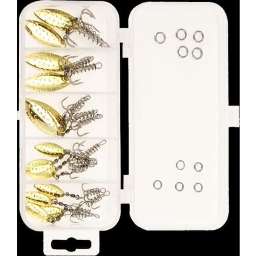 WALK FISH 24 pcs/Box Fishing Lure Hook Set Kit Treble Hook Rotating Crank Sequins Bait Winter Ice Fishing Accessoires Tackle