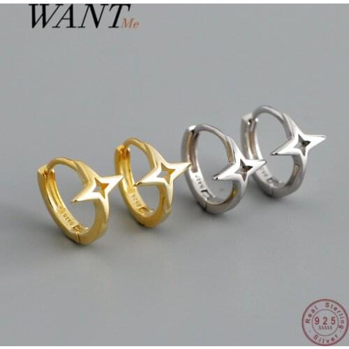 WANTME Genuine 925 Sterling Silver Fashion Bohemian Hollow Cross Ear Buckle for Women Simple Gothic Party Earrings Jewelry 2021