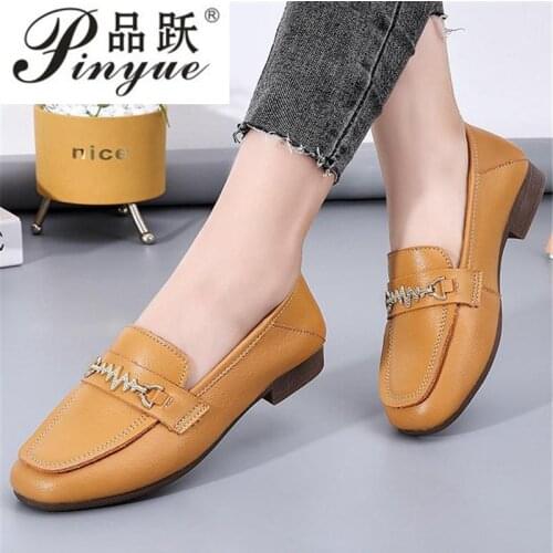 Women Flats Genuine Leather Mother Shoes Comfort Oxford Shoes For Women Shoes Women Loafers Moccasins Plus Size 35--41