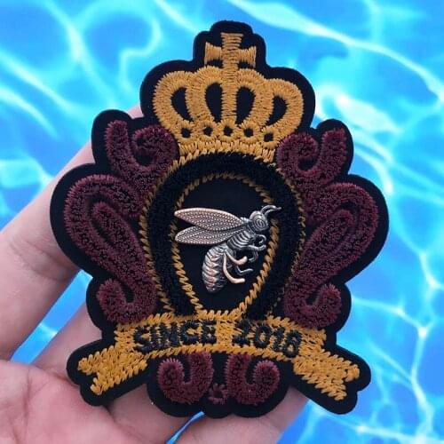 Toothbrush embroidery metal patch letter crown Bee patches applique clothing jacket badge patches for clothing