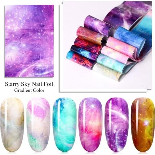 Starry Sky Nail Foil Set Transparent Gradient Foil Nail Art Transfer Sticker 4*60cm Manicure DIY Tips Sticker Decoration 10Color