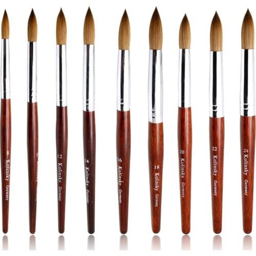 1pcs Acrylic Nail Brush Round Wood Handle UV Gel Carving Pen Brush Liquid Powder DIY Manicure Brushes Nails Accessories Tool