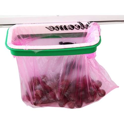 1Pc portable Solid Hanging Kitchen Cabinet Cupboard Door Back Stand Trash Rack Style Storage Garbage Bags