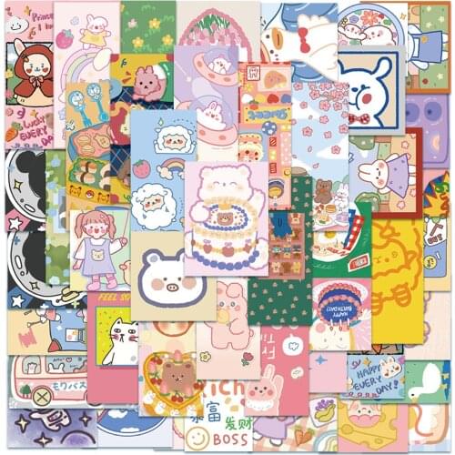 10/30/50PCS Cute Cartoon Sticker Small Fresh Cartoon Cute Girl Heart Hand Account Diary Phone Notebook Sticker Wholesale