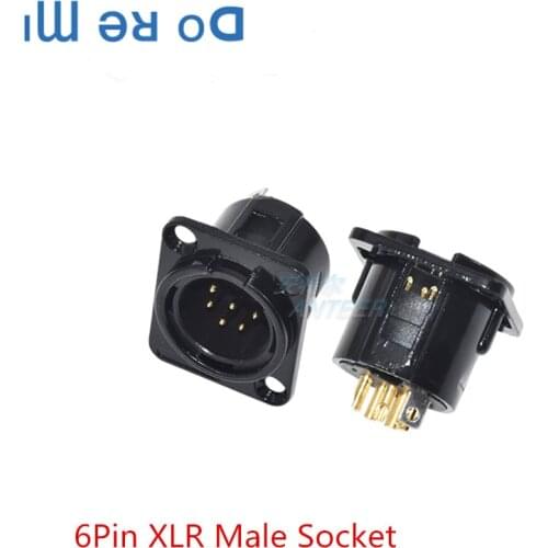 10pcs/lot 6Pin XLR Connector Female/Male Socket Type-D Chassis Microphone MIC Cable Terminal Wire 6 Core Black gold plated