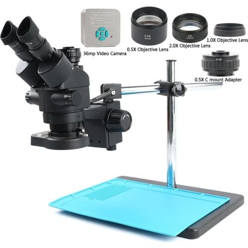 3.5X-90X Simul-Focal Stereo Trinocular Microscope Set 36MP 4K 1080P HDMI Video Camera For Phone Repair Soldering