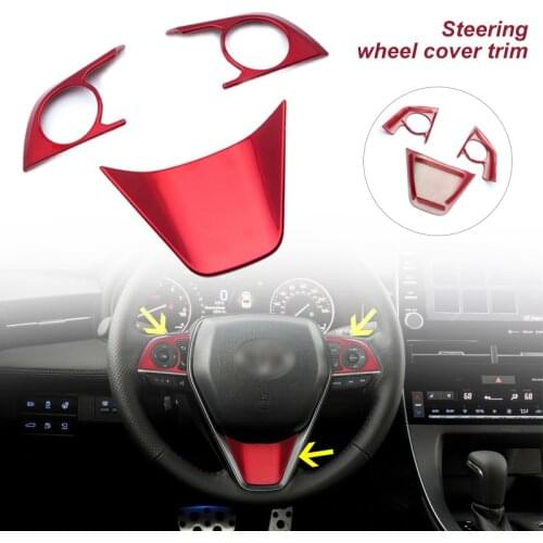 3Pcs Red Steering Wheel Decoration Cover Trims For Toyota Camry 2018 2019 2020