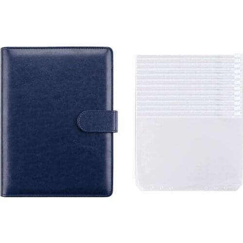 A5 PU Leather Notebook Binder Cover Gift Set with 6-Ring Binder Pockets for Cash Budget Envelopes System Office School