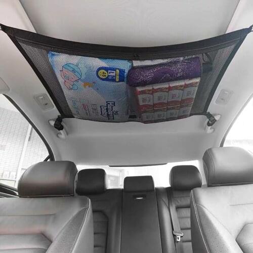 Car Ceiling Storage Net Pocket Roof Storage Bag Zipper Polyester Mesh Pouch Organizer For Mercedes-Benz Vito W447 V Class