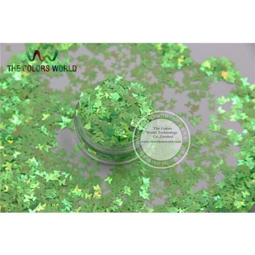 FI-9 Butterfly bowknot shapesPearlescent Iridescent Light Green Colors confetti glitter for nail Art DIY decoration 1pack=50g