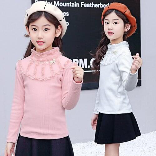 Girls Blouse Autumn 2019 Baby Girl Clothes School Girls Blouse Cotton Child Shirt Kids Children Clothes Beading Blusas 0-14Y