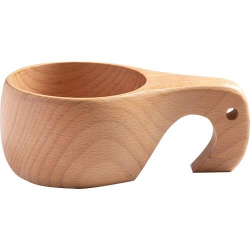 Wooden cup hole handle whole wood Nordic creative Mug for tea /milk/coffee beech wood one pc