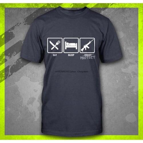 EAT SLEEP PROTECT SHOOT 2ND AMENDMENT PRO GUN AR-15 ANTI OBAMA BAN HTR NAVY TEE t shirt