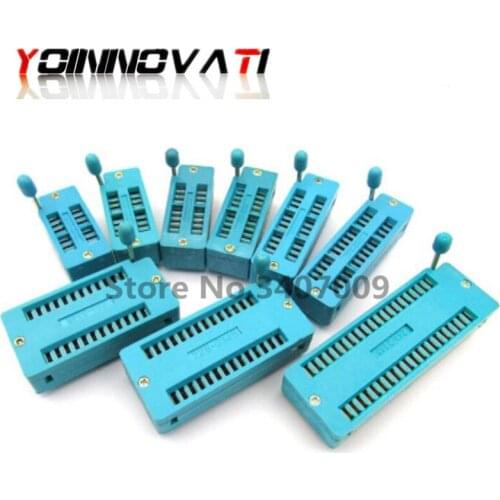 1PCS 14 16 18 20 24 28 32 40 P Pin 2.54 MM Green DIP Universal ZIF IC Socket Test Solder Type IC lock seat zif socket
