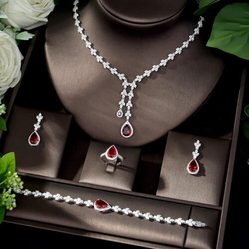 HIBRIDE 4pcs Bridal Zirconia Jewelry Sets for Women Party Luxury CZ Crystal Wedding Jewelry Sets Bijoux Femme N-667