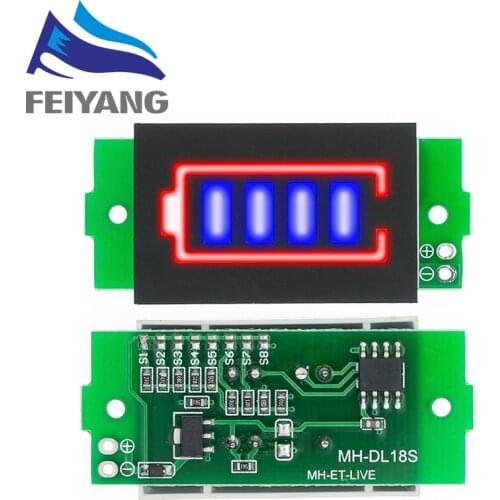 5PCS 1S-8S 2S 3S 4S Single 3.7V Lithium Battery Capacity Indicator Blue/Green Display Electric Vehicle Power Tester Li-Ion