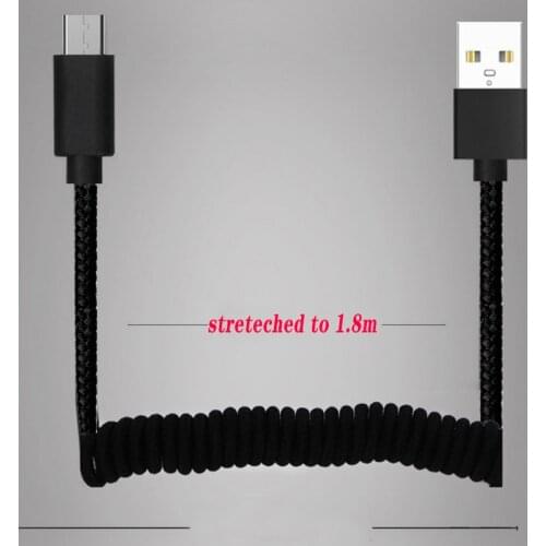 Micro USB Type C 8 Pin Cable Retractable Spring Cable For iPhone X 11 Samsung S20 S10 Fast Charging Charger Data Cable Wire Cord