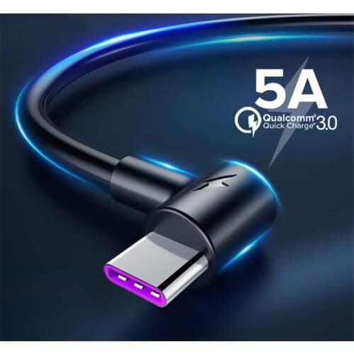 5A USB Type C Cable 1m 2m 3m Fast Charging Type-C Kable for Huawei P30 P20 Mate 20 Pro Phone Supercharge QC3.0 USBC Cabo