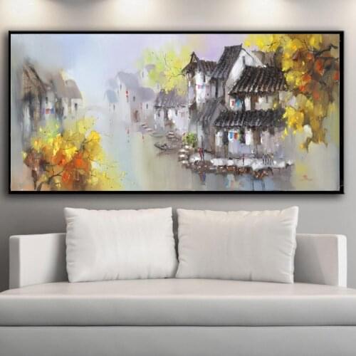 Landscape Painting China Water Village Unframed HD Printed Painting Canvas Art Home Decor Wall Pictures for Living Room