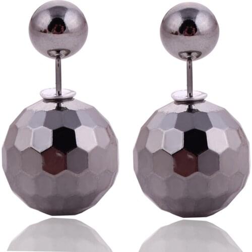 7 Colors Hot Selling Classic Double Balls Earrings Statement Jewelry Shinning Double Side Pearl Stud Earrings For Women Jewelry