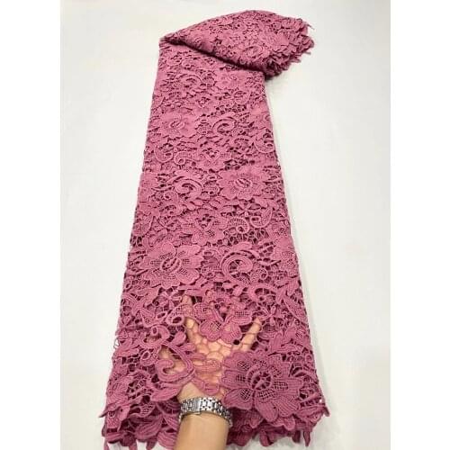 Onion Color Guipure Lace Thread Lace High Quality Nigeria African Lace Fabric Perforated Water-soluble Square Material D4467