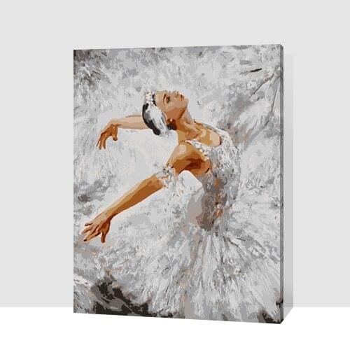 MaHuaf-T027 White Swan Ballet 40x50cm Framed painting paint by numbers DIY Hand-painted canvas painting for home decor