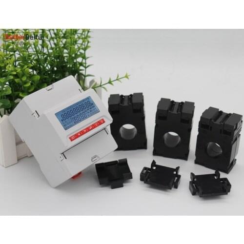 Din type 3 phase multifunction power meter AC 50A,75A,100A,150A,200A,250A with RS485 communication with 3 pcs din transformers