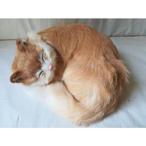 Artificial yellow cat model,polyethylene&fur sleeping cat large 25x20cm handicraft home decoration gift b1505