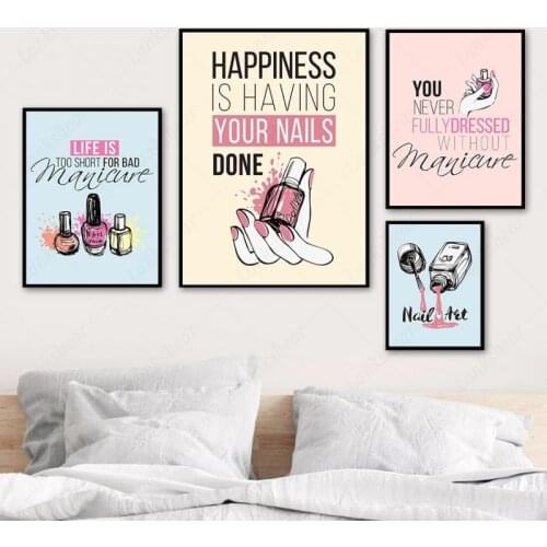 Fashion Nail Shapes Beauty Salon Canvas Posters and Prints Decor Makeup Nail Gifts Nail Type Guide Art Canvas Painting Picture