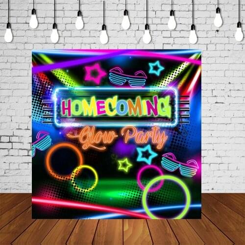 Neon Homecoming Glow Party Backdrops Prom Dance Event Banners Photo Studio Background Cake Table Scene Setter Wall Poster Decors