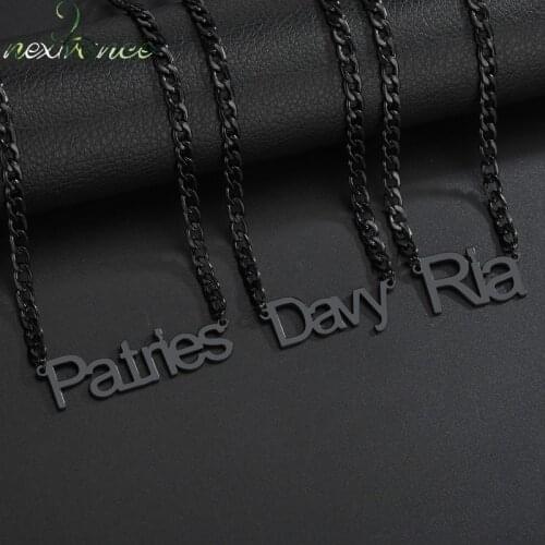 Nextvance Stainless Steel Black Pendant NamePlate Customized Necklace Personalized Jewelry Engrave Name For Men Husband Gift